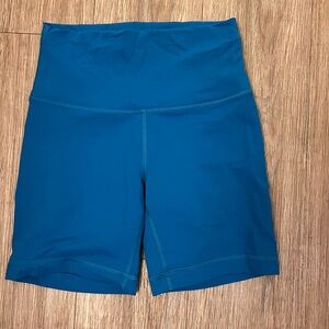 Bright blue Lululemon wunder under train shorts, 6”,